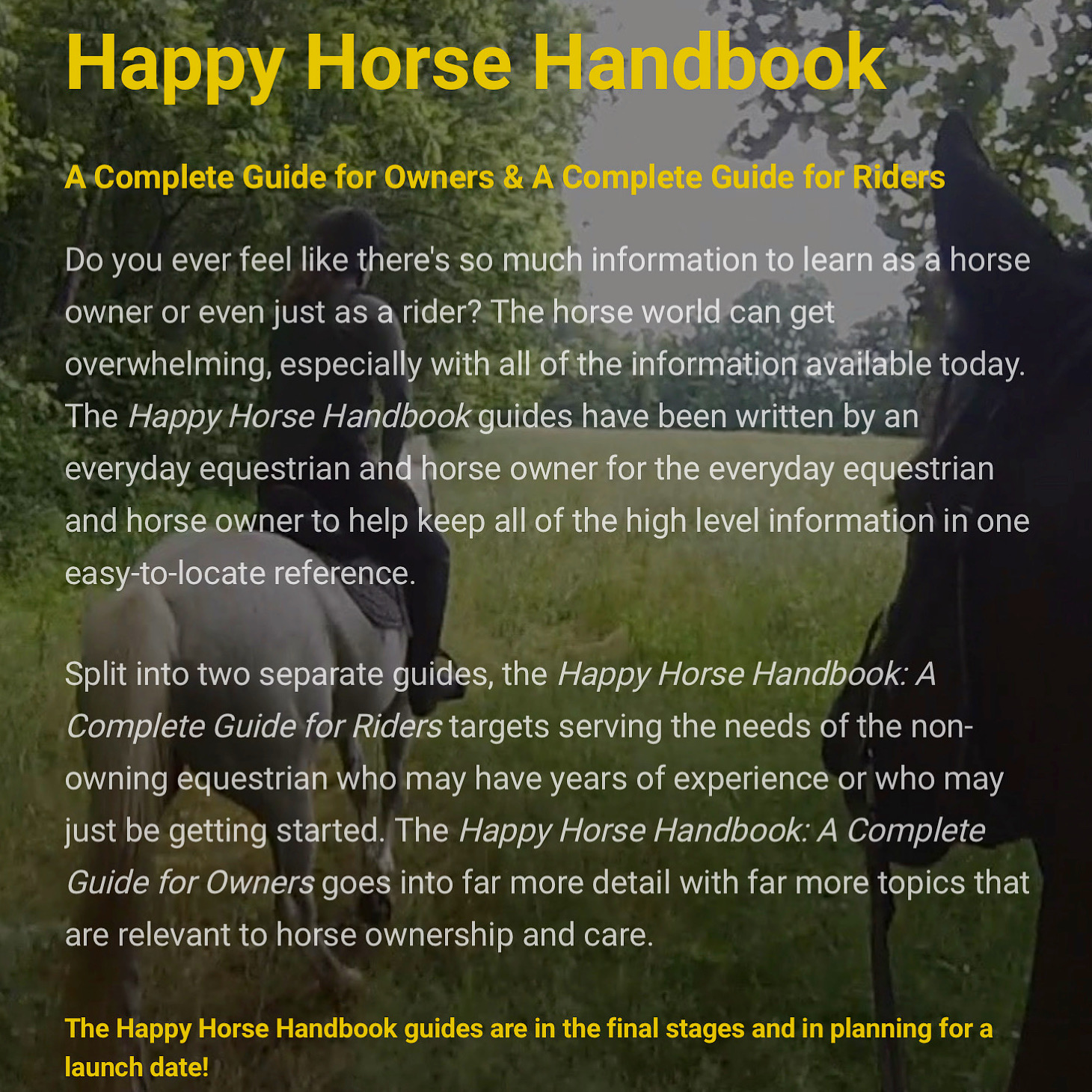 Happy Horse Handbook Launch Site Preview